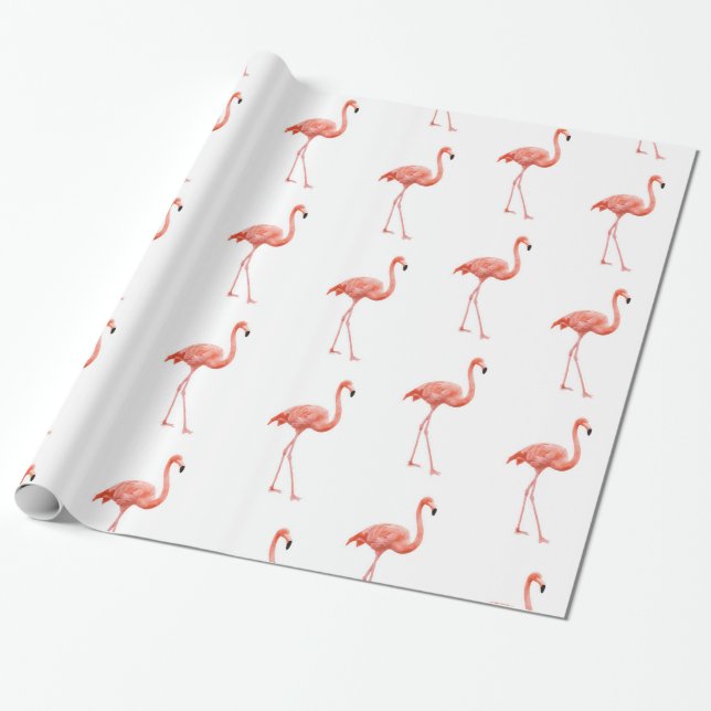Feminin Rosa Flamingo Mönster Presentpapper (Utrullad)