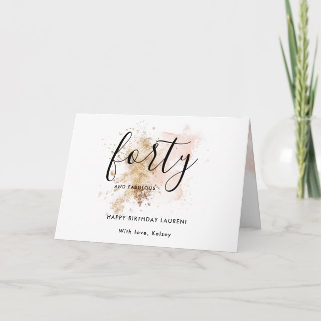 Feminin Rosa fyrtio och fyllig fyrtionde födelseda Kort (Framsida)