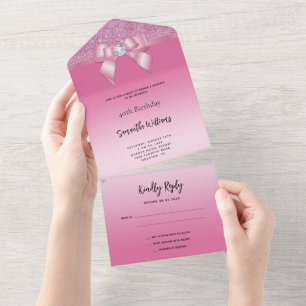 Feminin Rosa Gem Bow & Glitter Birthday