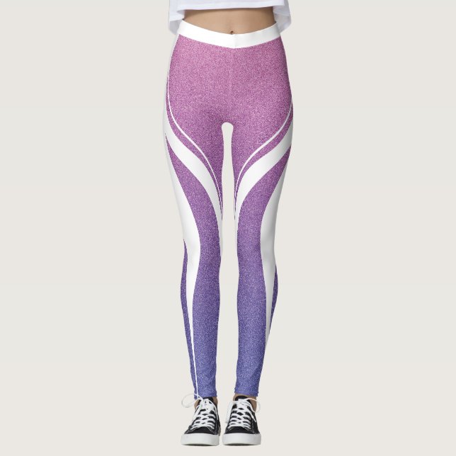 Feminin Rosa Lila Glitter Heart Bum Gym Leggings (Framsida)