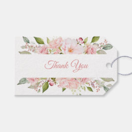 Feminin  Rosa Märkrn Watercolor Bouquet Gift Presentetikett