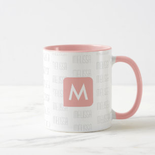Feminin Rosa Monogram Mugg för henne