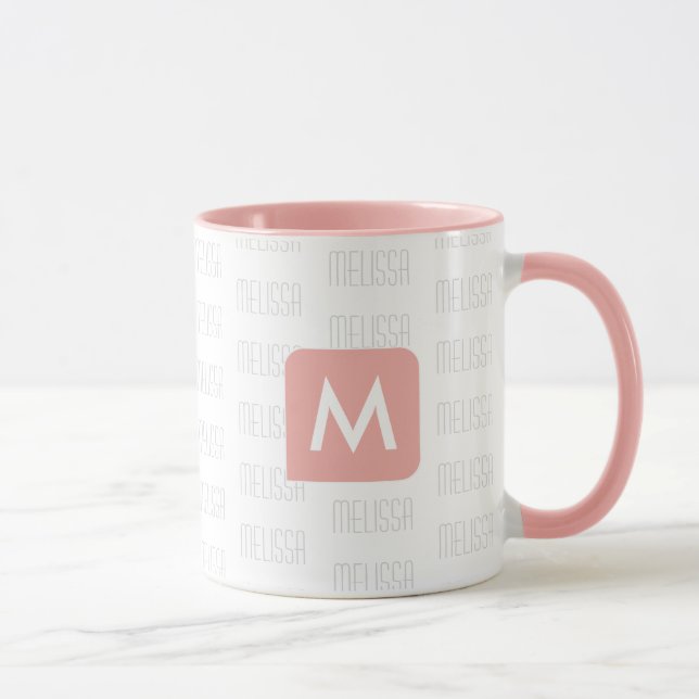 Feminin Rosa Monogram Mugg för henne (Höger)