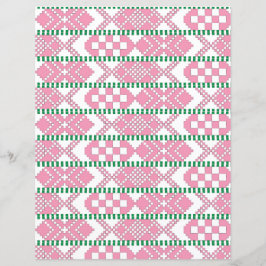 Feminin Rosa och vit lettisk stamkonst