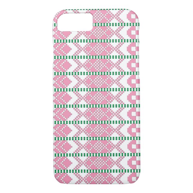 Feminin Rosa och vit lettisk stamkonst Case-Mate iPhone Skal (Baksida)