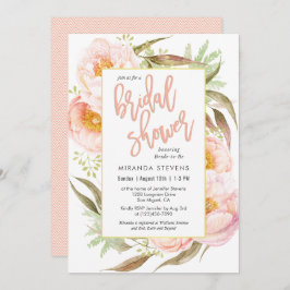 Feminin Rosa Peonies Blommigt Möhippa Inbjudningar