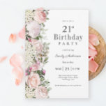 Feminin Rosa ros Blommigt 21:a födelsedagen Party Inbjudningar<br><div class="desc">En vacker inbjudan till femininin-festen att fira en 21-årsdag i elegant stil,  denna oemotståndliga blommigt är kantad av charmering av rosa ros,  blandade blommor och efterföljande grönsak All text kan vara personlig för dina upplysningar om party,  inklusive hedersgästen.</div>