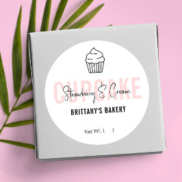 Feminin Rosa Script Cupkaka Flavor Namn Runt Klistermärke