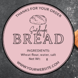 Feminin Rosa Sourdough Bread Tack Sticker Runt Klistermärke