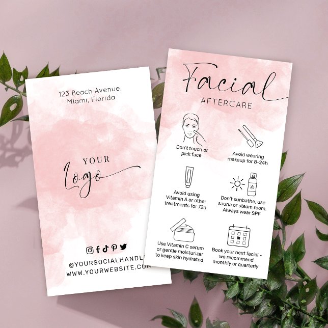 Feminin Rosa Vattenfärgsfitta efter omvårdnad Visitkort (Skapare uppladdad)