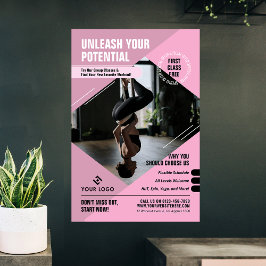 Feminin Rosa Yoga Studio Logotyp Marknadsföring Fi Poster