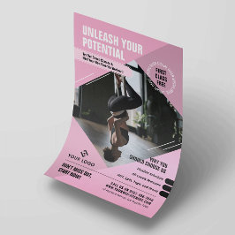 Feminin Rosa Yoga Studio Trainer Marknadsföring Ph Flygblad