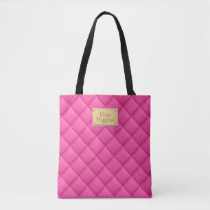 Feminin Shock rosa Quilted Mönster Namn Tygkasse