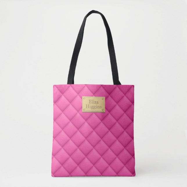 Feminin Shock rosa Quilted Mönster Namn Tygkasse (Framsida)