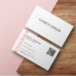 Feminin sötad Rosa Minimalistisk enkel QR-kod Visitkort