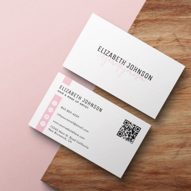 Feminin sötad Rosa Minimalistisk enkel QR-kod Visitkort (Skapare uppladdad)