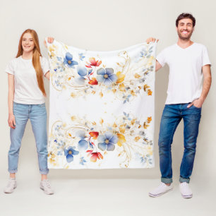 Feminin vattenfärg blommigt ull fleecefilt