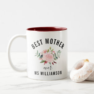 Feminin vattenfärgsfärgad Blommigt Bästa Mor någon Två-Tonad Mugg