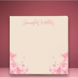 Feminin vid namn: vattenfärg Sakura japanese-blomm Post-it Block