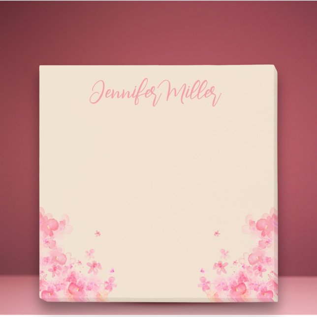 Feminin vid namn: vattenfärg Sakura japanese-blomm Post-it Block (Skapare uppladdad)