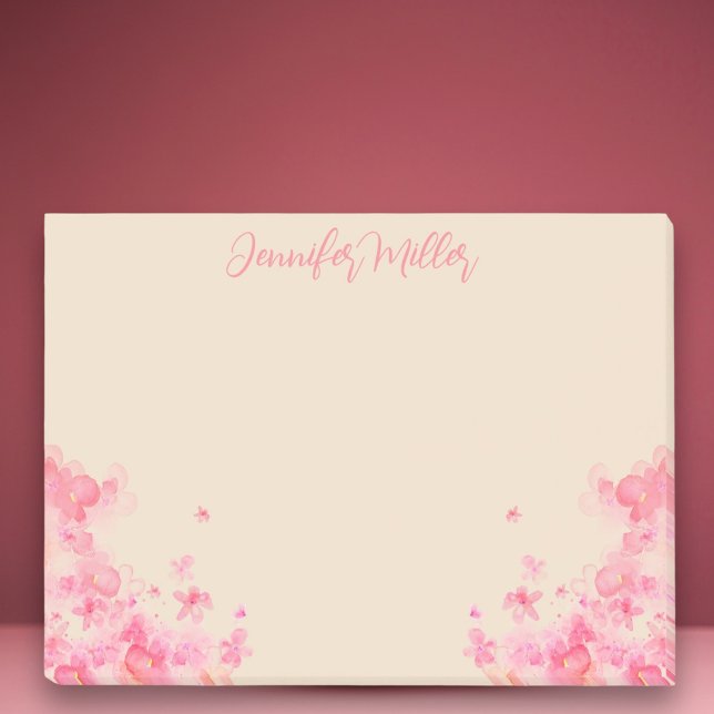 Feminin vid namn: vattenfärg Sakura japanese-blomm Post-it Block (Pink rose Sakura japanese flowers )