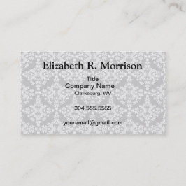 Feminin vit på svart Damask Visitkort