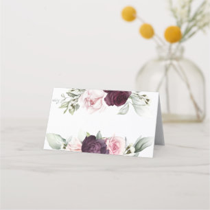 Feminin Watercolor Ro botaniskt Placeringskort