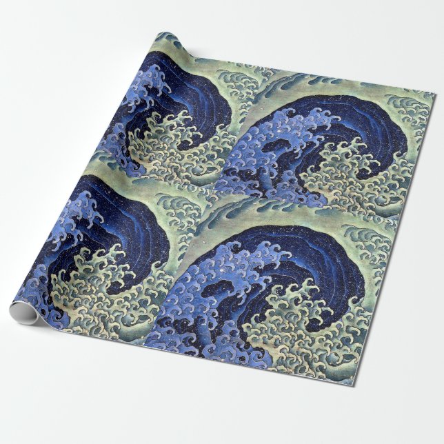 Feminin Wave Japansk Vintage Katsushika Hokusai Presentpapper (Utrullad)
