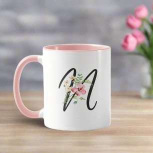 Feminina blommor i Modern Typografi Brev ’N’ Mugg