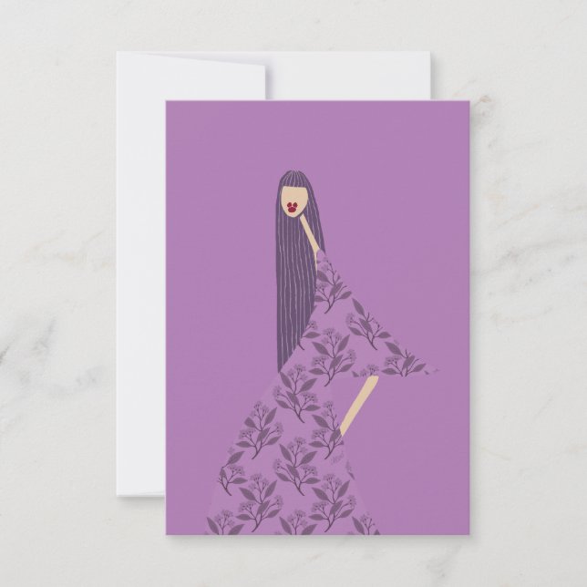 Feminina Glamour Blommig Mode Illustrationskort Tack Kort (Framsida)