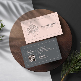 Feminina Lotus boho Yoga Pilates QR-kod Rosenskär Visitkort