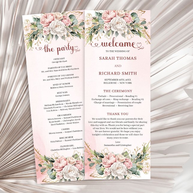 Feminina Rosa Guld Blommor Eukalyptus Program (Feminine Rose Gold Flowers Eucalyptus Program)