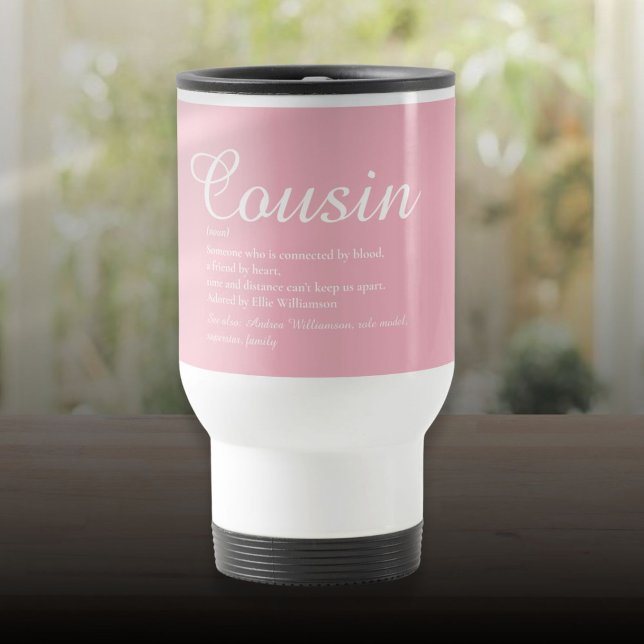Feminina Rosa Världens Bästa Kusendefinition Resemugg (Girly Pink World's Best Ever Cousin Definition Travel Mug)