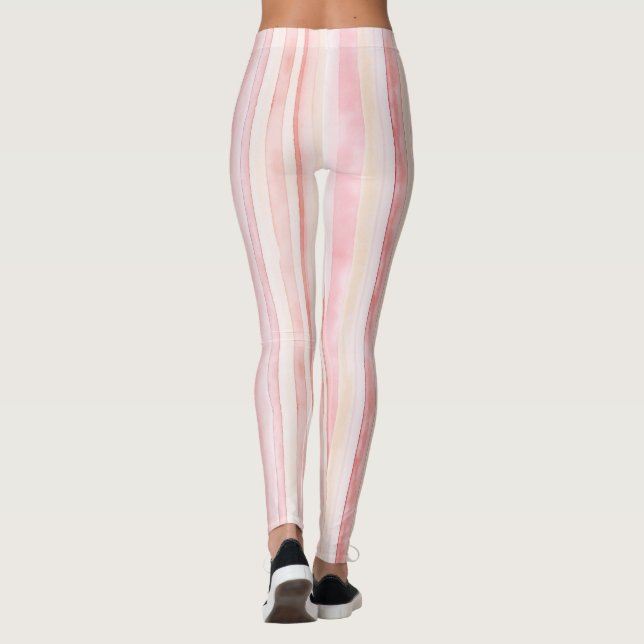 Feminina Rosa Vita Ränder Leggings (Baksida)