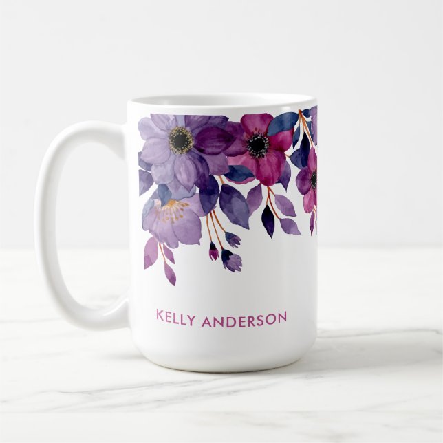 Feminina Tropiska Botaniska Trendiga Blommiga Deka Kaffemugg (Vänster)
