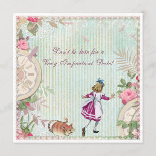 Feminine Alice i Underlandet Shabby chic födelseda Inbjudningar