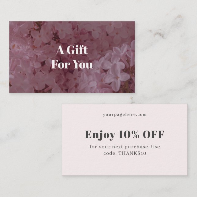 Feminine and romantic pink lilac  rabattkort (Fram/baksida)