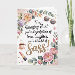 Feminine Birthday Card with Floral and Glitter Kort