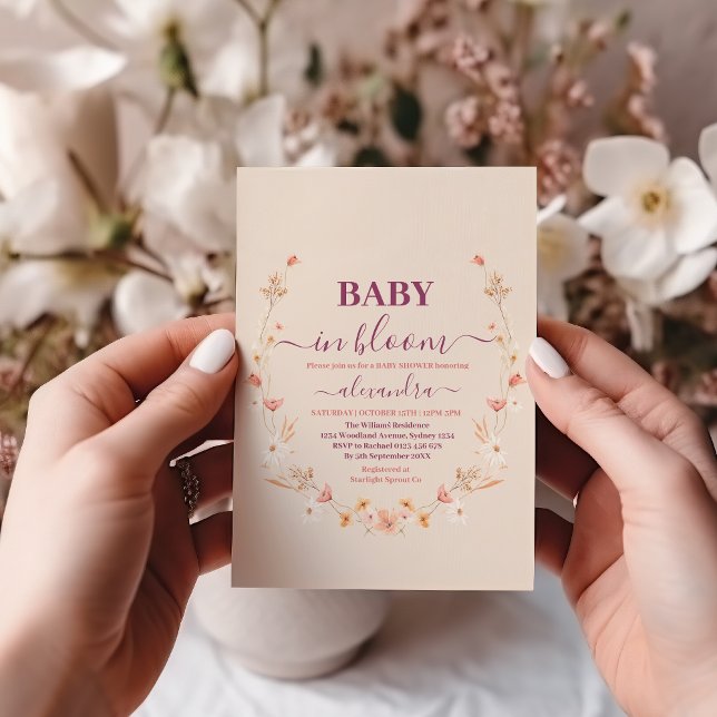 Feminine Boho Baby i Bloom Blommigt Shower Inbjudningar (Skapare uppladdad)