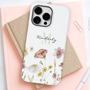 Feminine Boho botaniska Wildblommor med Monogram
