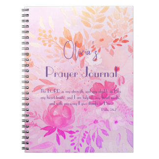 Feminine Cheerful Pink Purple Floral Faith Prayer Anteckningsbok