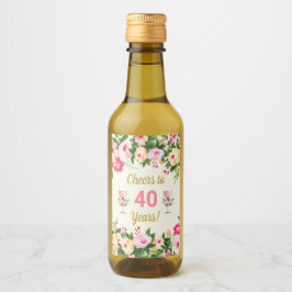 Feminine Cheers Birthday Mini Flaska-etikett Vinetikett