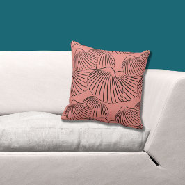 Feminine Coral & Black Seashell Mönster Kudde