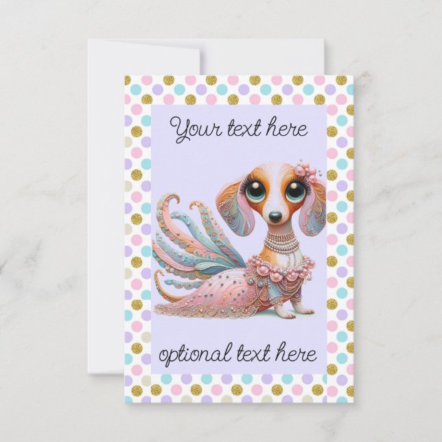 Feminine Dachshund Valfri Tillfälle Party Inbjudningar (Framsida)