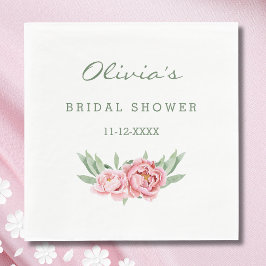 Feminine Dusty Rosa Peony Blommigt Möhippa Pappersservett