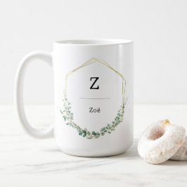 Feminine Elegant Botanical Monogram Name Kaffemugg