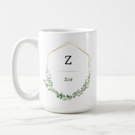 Feminine Elegant Botanical Monogram Name Kaffemugg