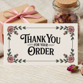 Feminine Elegant Floral Small Business Thank You Visitkort