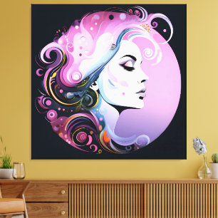 "Feminine Flourish" Kvinnlig Skönhet Canvastryck