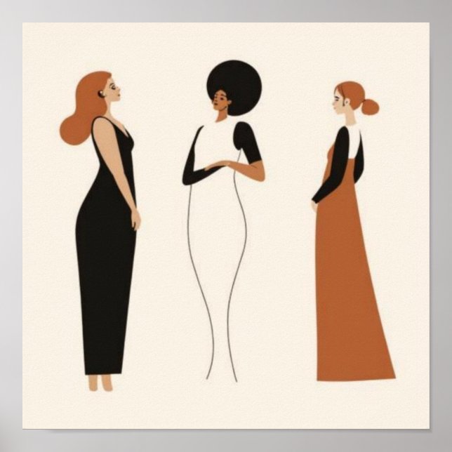 Feminine Geometric Line Art Set XXX Poster (Framsidan)